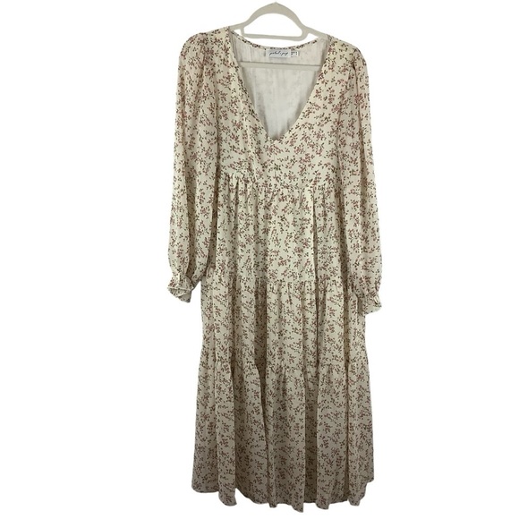Petal & Pup Long Sleeve Floral V-Neck Maxi Dress - Picture 1 of 6